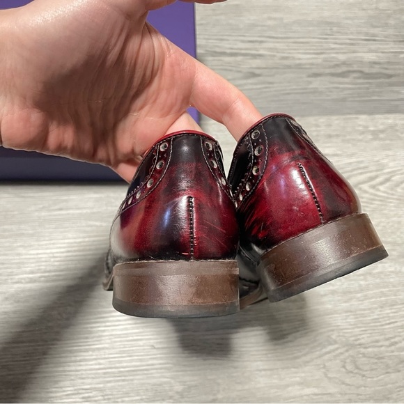 Stuart Weitzman Patent Leather Oxford Loafers Burgundy Size 6 - Picture 8 of 12